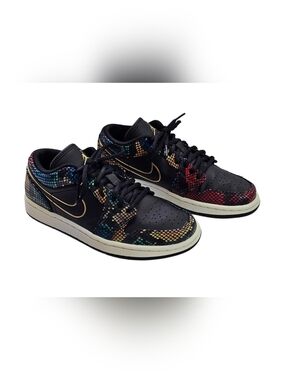 Air Jordan 1 Low Multi Snakeskin Coachella BHM Black Gold CW5580-001 Women's 7.5
